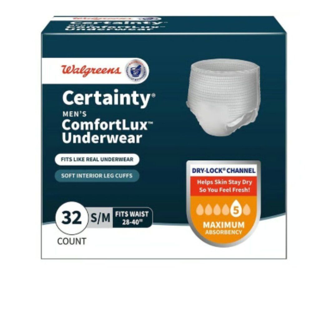 disposable underwear mens s m $18.99 certainty 32 count incontinence briefs new